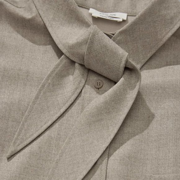 CHICJOC Women Italian high-end wool flannel knotted collar shirt - Picture 11 of 16